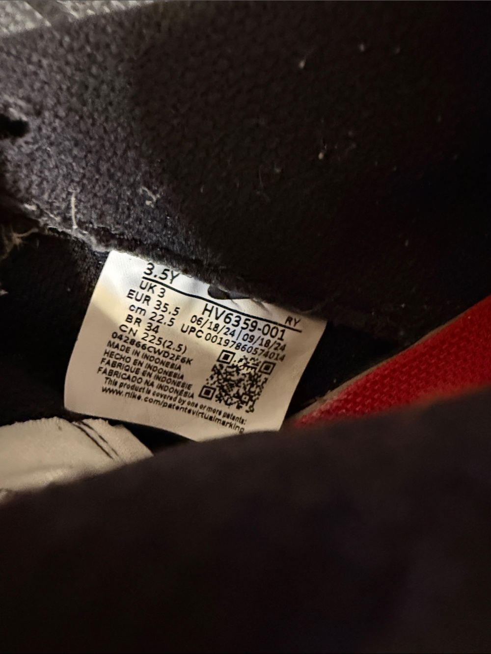 Nike Air Force 1 Low Kids Black Sneakers with White Swoosh and Red Interior - Picture 9 of 13